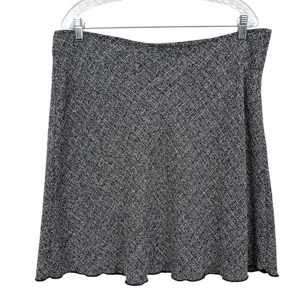 Breakin Loose Womens A-Line Skirt Textured Crosshatch Black Gray Zip Sz 14*